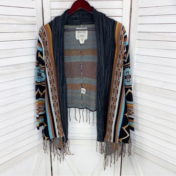 Billabong Dream Chaser Aztec Southwestern Boho Fringe Hem Cardigan Sweater Small - Picture 9 of 14